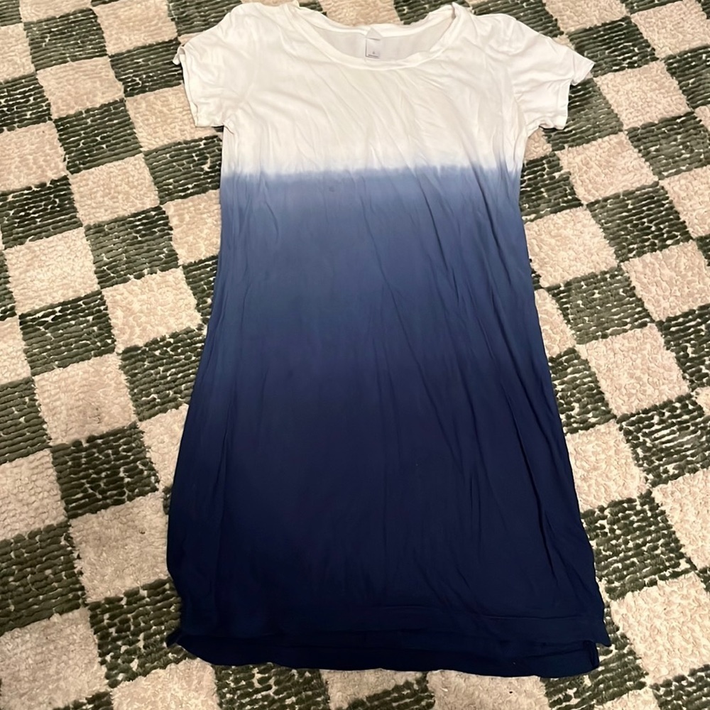 Alternative white blue dip dye dress